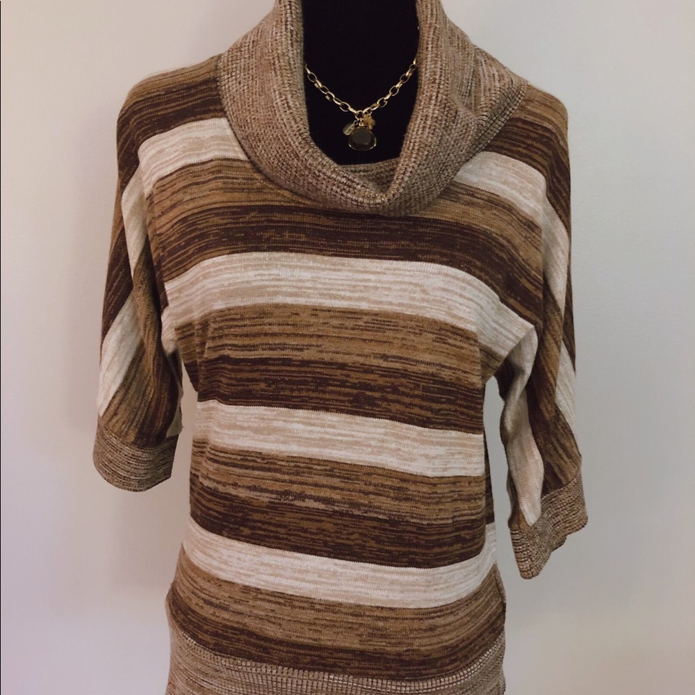 AGB Cowel Neck Striped Sweater